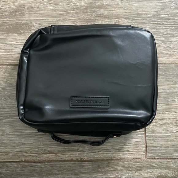 Handbags - Black Faux Leather Cosmetic Bag